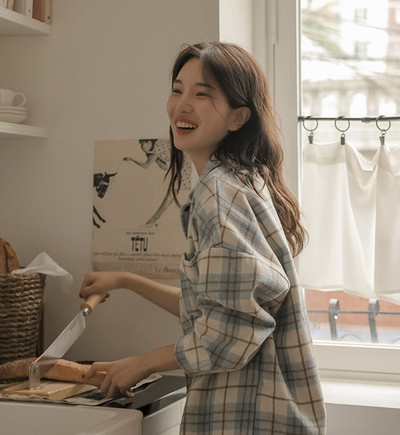 6DA30606LJ_Candy Wool Check Shirt Outerwear