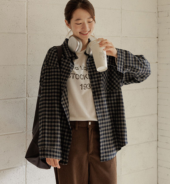 4DA32075JJ_Haize Boxy-fit Gingham Check Shirt