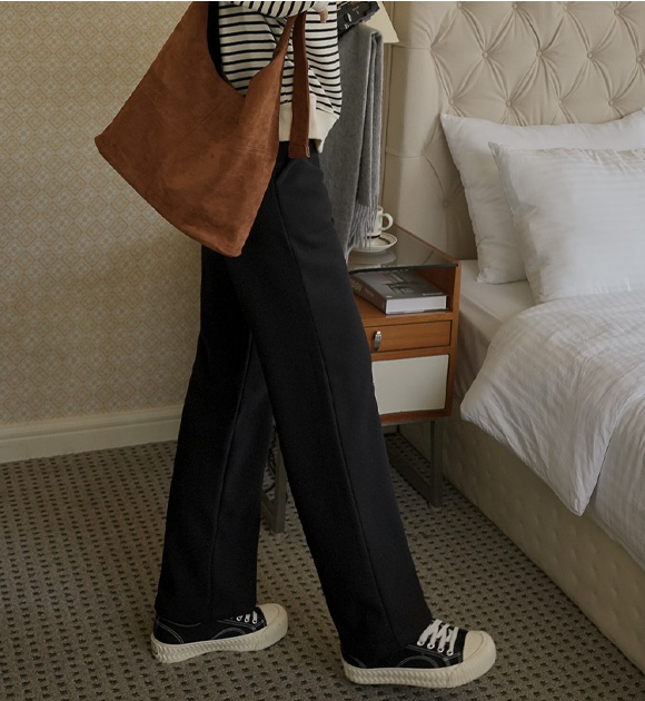 8DA29100MM_Stretchy Brushed Wide Banding Straight Pants