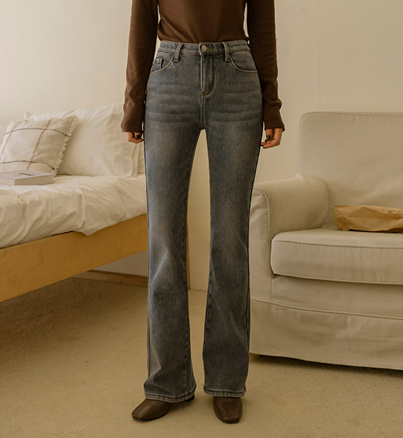 6DA30696LJ_Bonding Brushed Secret Banding Bootcut Jeans (Short/Long)