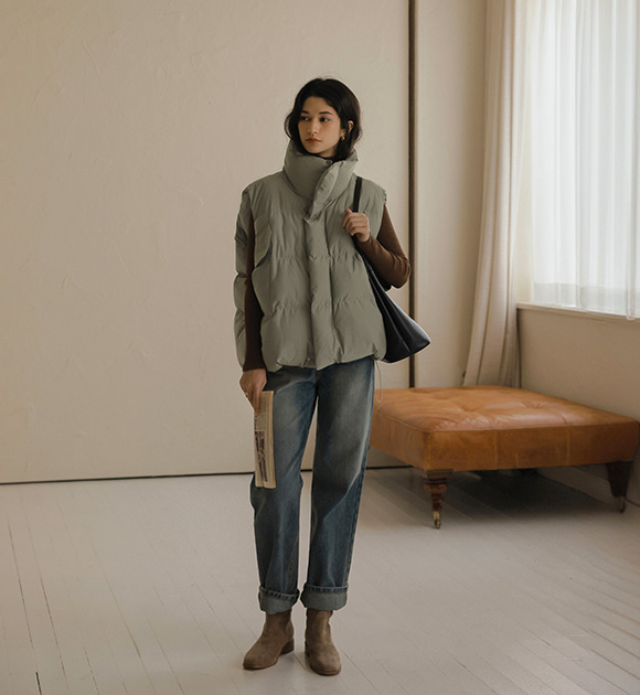 8QT131HN★_[BETTER] Dinkel Loose Fit Padded Vest