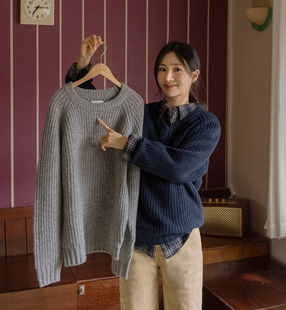 6DA32115NN_Cozy Hacci Knitwear (Round/V-necked)