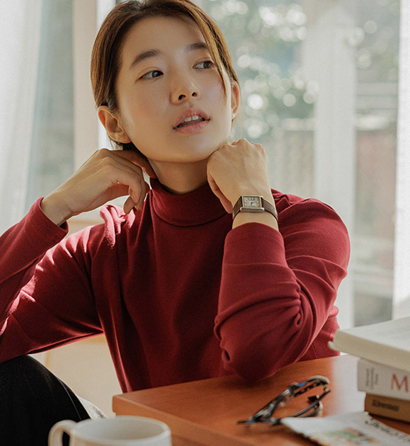 4OA0916HR_[JUST BETTER] Soft and Cozy Half-neck Tee