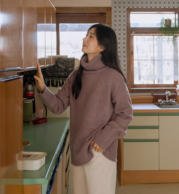 6DA32120NN_Delis Loose Fit Turtleneck Knitwear