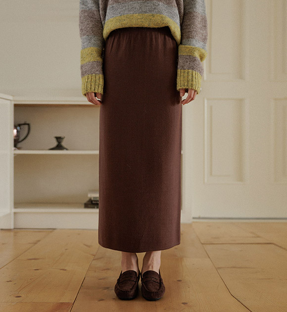 5DA32101HR_Stretchy Viscose Knit Straight Skirt (Short/Long)