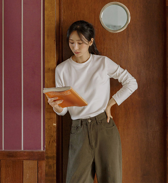 6DA32112HN_Cheese Tension Wool Fleece-lined Basic Tee (Short-sleeve/Long-sleeve)