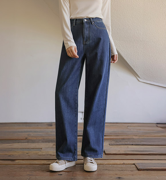 5DA32136HN_Hot-Pack Fleece-Lined Elastic Waist Baggy Jeans (Short/Regular/Long)