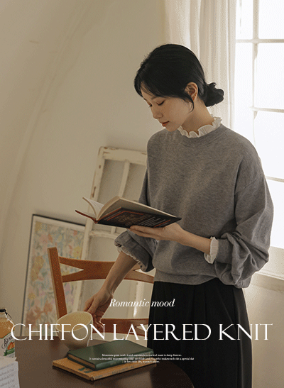 5DA32131HR_Ailee Chiffon Color-block Knitwear