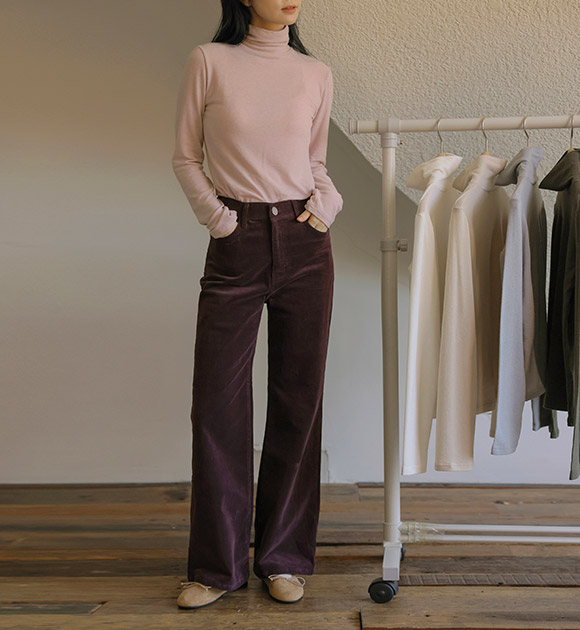 5DA32134CW_Deri Inner-Banded Spandex Corduroy Bootcut Pants