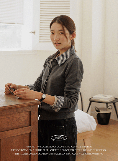 5DA32151NN_Stemi Check Shirt Color-block Cardigan