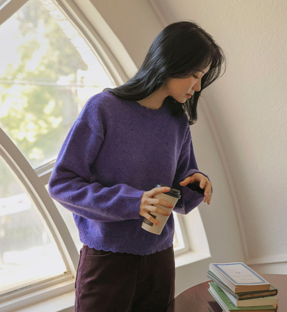 5DA32143CW_Romance Wavy Line Crop Knitwear