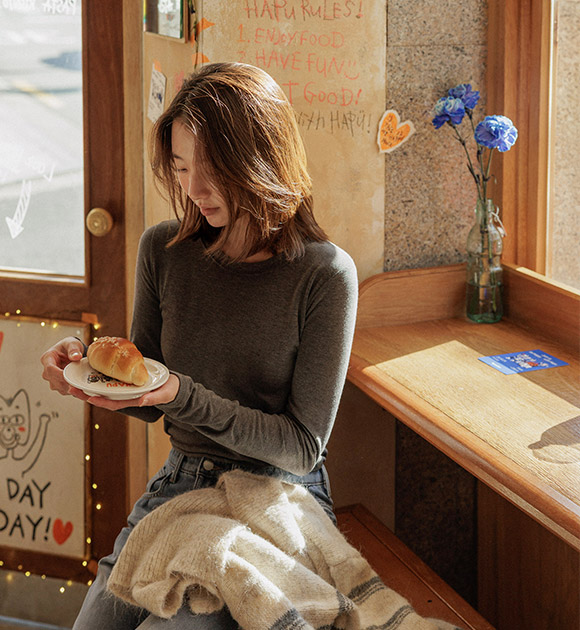 5DA32141JJ_Thermal Fleece Basic Round Tee