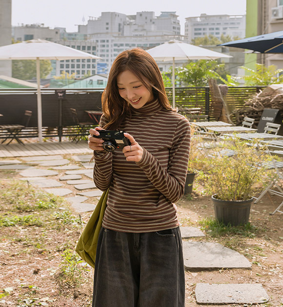 6DA32171NN_Cozy Brushed Multi-layer Turtleneck Tee