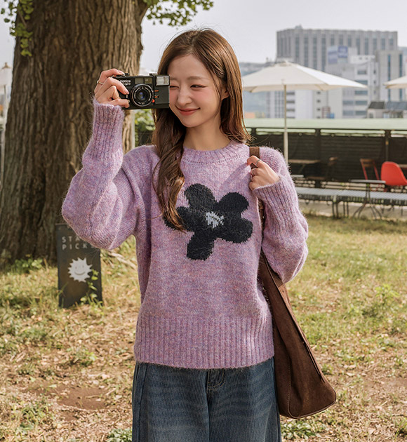 6DA32168JJ_Naive Flower Wool Knitwear