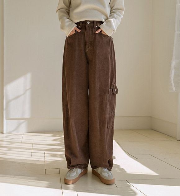 6DA32184HN_Matte Fleece-lined Side Pocket Pintuck Pants (Short/Long)