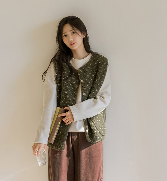 6DA32183HN_Molton 2-Size Heart Fleece Vest