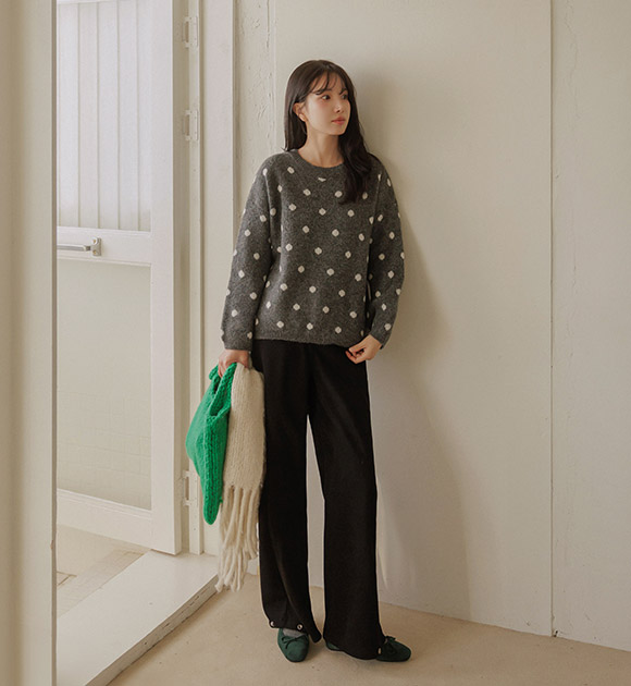 5DA32196YY_Meriz Wool Dot Knitwear