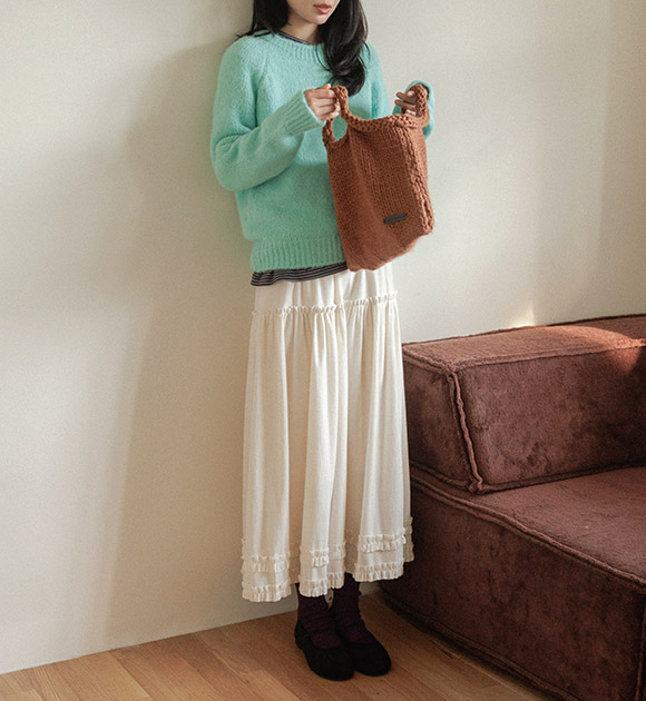 5DA32189CW_Jenny Velvet Frill Banding Skirt