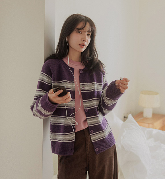 5DA32192NN_Vivid Color Pattern Wool Cardigan