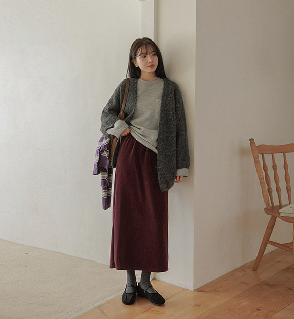 5DA32190NN_Stay Viscose Wool Open Cardigan