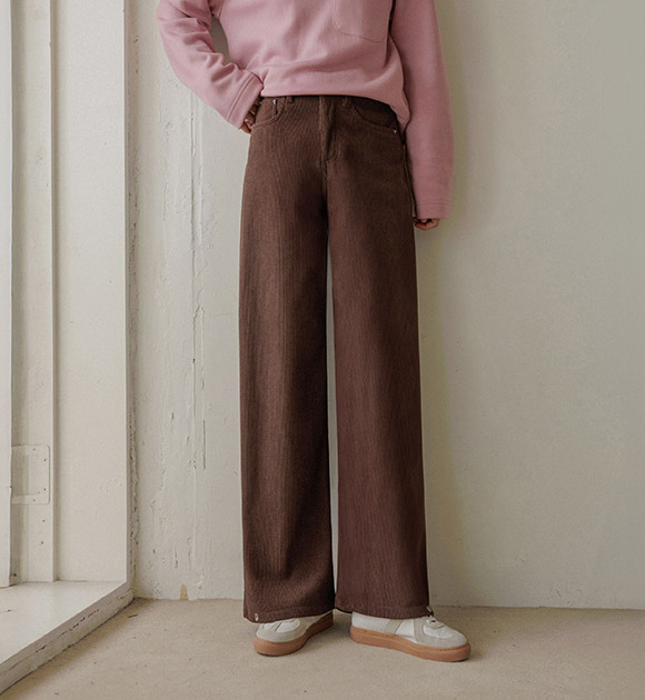 5DA32193HN_Warm Fleece-Lined Adjustable-fit Spandex Corduroy Pants (Short/Regular/Long)