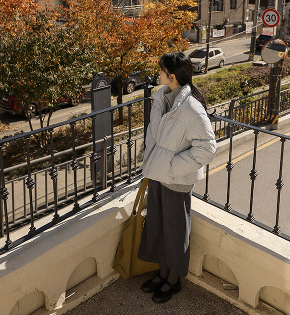 4DA32208CW_Soft Color Cozy Padded Jacket (Muffler Set)