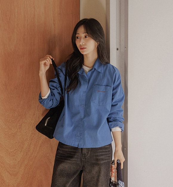 5DA32245HN_Road Embroidered Pocket Fleece-lined Shirt