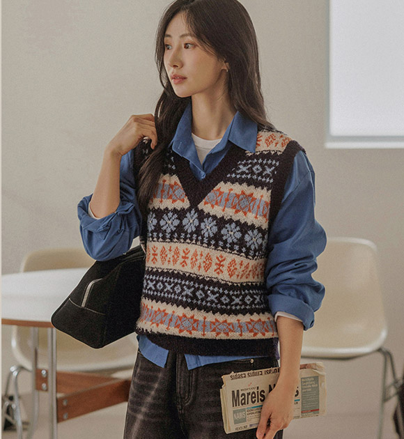 5DA32244HN_Lulu Wool Alpaca Patterns Knit Vest