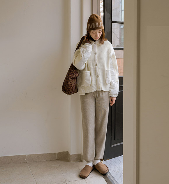 4DA32227NN_Mix & Match Half Knit Padded Jacket