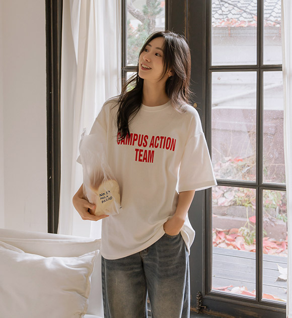 6DA32268HN_Canvas Peach Fleece-Lined Lettering T-Shirt