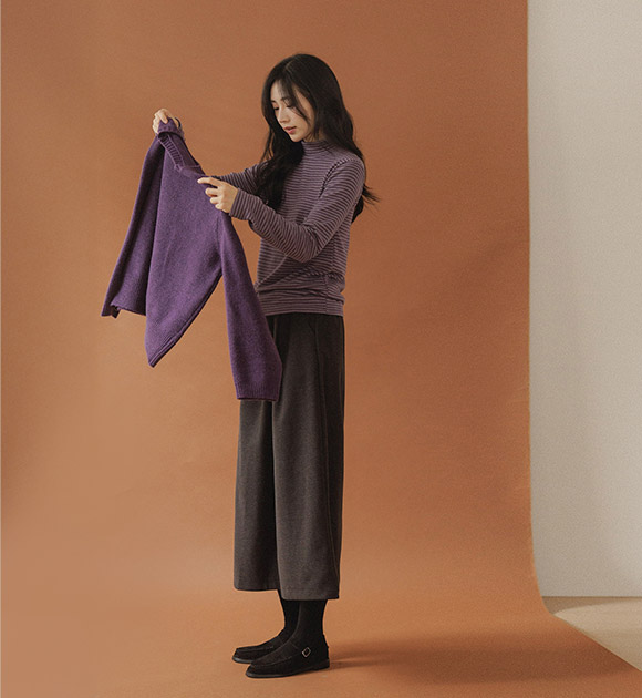 5DA32233NN_Back Banding Spandex Cropped Slacks