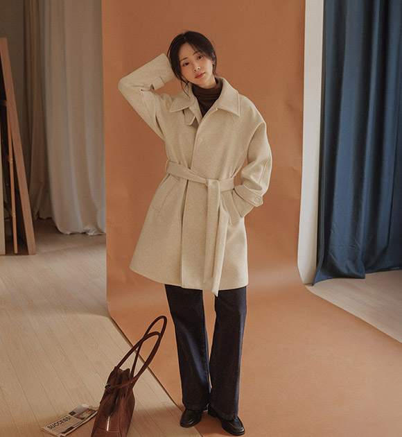 5DA32246JJ_Clare Quilted Long Coat (Belt Set)