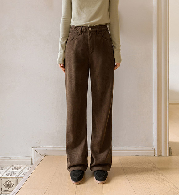 6DA32265HN_Warm Fleece-lined Semi-bootcut Corduroy Pants