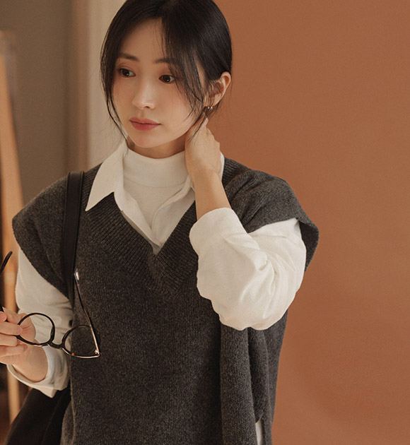 5DA32242CW_Mui Side Slit Wool Knit Vest