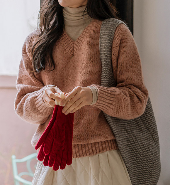 6DA32269JJ_The Basic V-neck Thick Knitwear