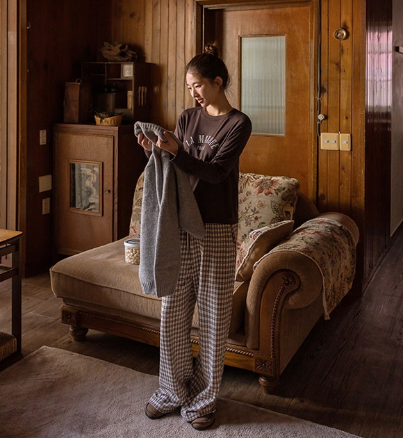 5DA32285NN_Lamore Lettering Spandex Brushed T-shirt