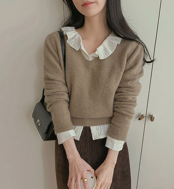 4DA32303CW_Berbe Rabbit V-neck Knitwear