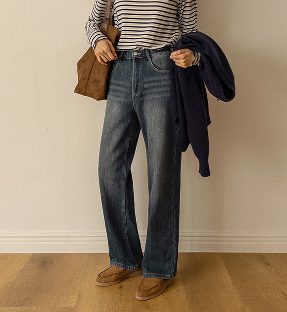 6DA32309CW_Sturdy Mink Bonding Straight Wide Jeans