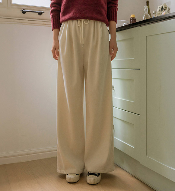 6DA32270JJ_Comfort Fit Fleece-Lined Corduroy Banding Pants (Short/Long)