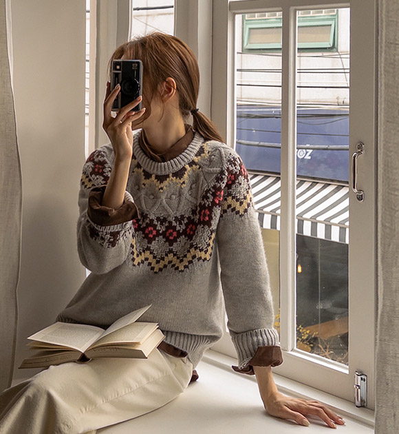 6DA32311NN_Roy Embossed Pattern Knitwear