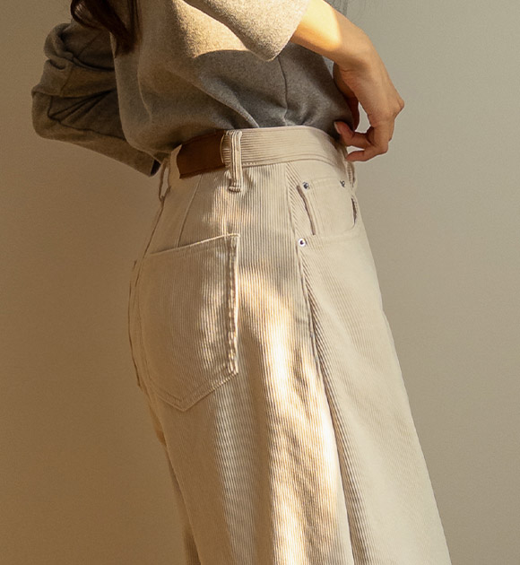 6DA32320YH_Dense Curved-line Brushed Fleece Corduroy Pants