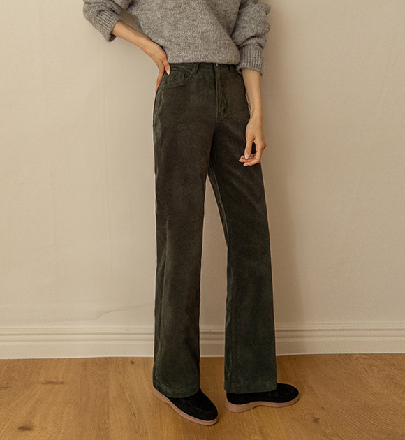 6DA32317NN_Veloa Brushed Straight Wide Pants