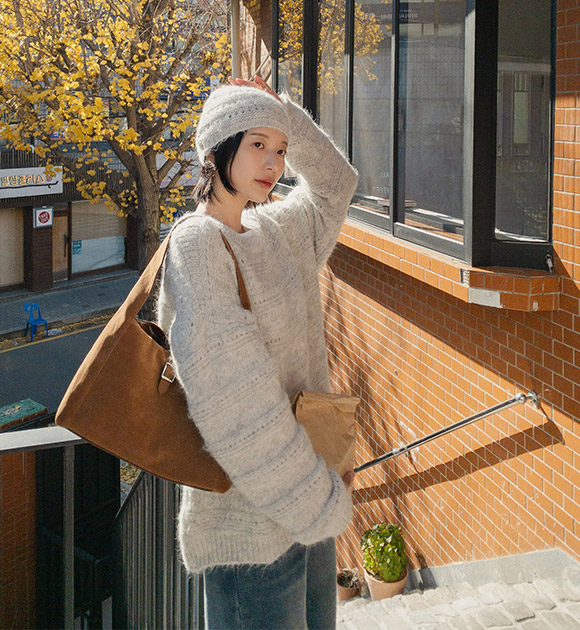 4DA32349JJ_Cozy Wool Loose-fit Knitwear (Hat Set)