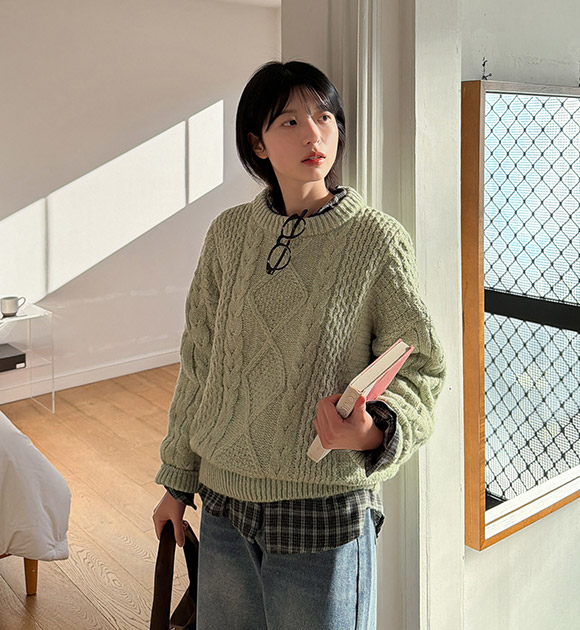 4DA32345JJ_Bokashi Fisherman Loose-fit Knitwear