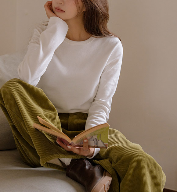 6DA32307YH_Eunice Peach Fleece-lined Spandex Tee