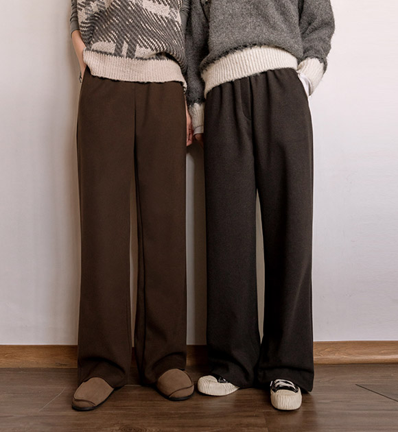 5OA0923NN_[JUST BETTER] Comfort-fit Twill Brushed Fleece Banding Slacks (Short/Long)