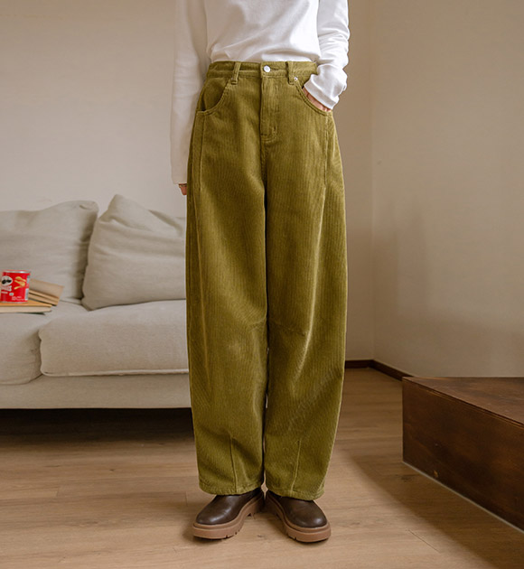 6DA32341CW_Winter Balloon Fit Fleece Corduroy Pants