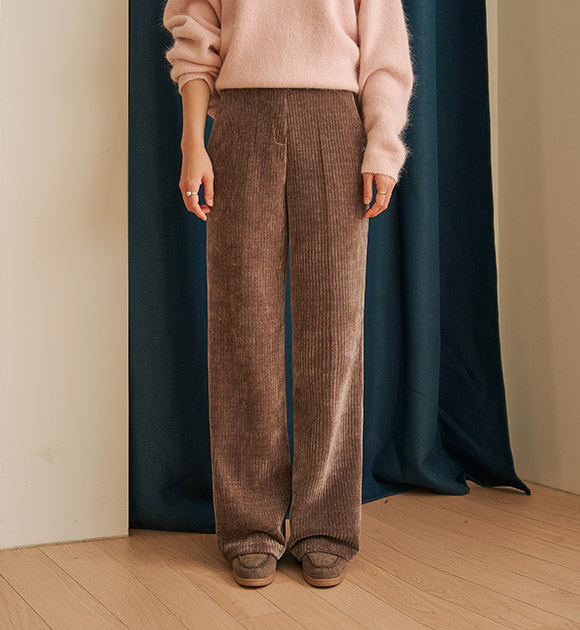 5DA32355CW_Soft Velvet Inner-banding Wide Pants