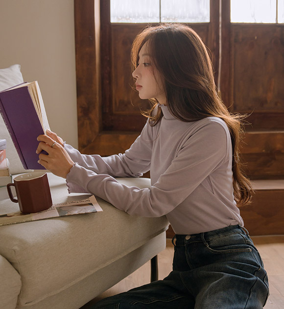 6OA0925NN_[JUST BETTER] Yeri Wave Soft Turtleneck Tee