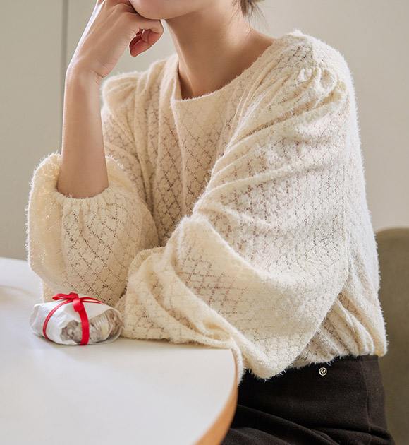 5OA0927HN_[JUST BETTER] Lumiere Delicate-fit Lace Blouse